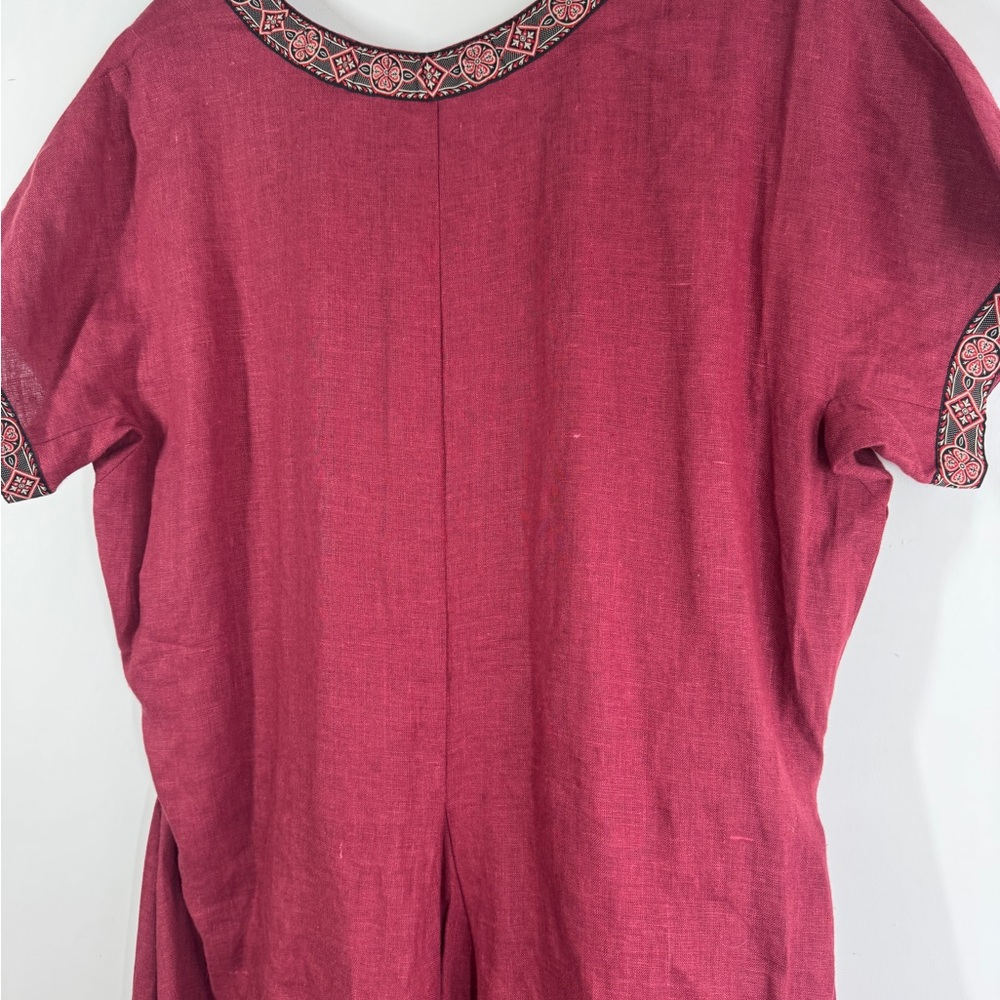 Elegant Flowy Burgundy Short Sleeve Ultra Maxi Dress Cottagecore Festival Resort - Picture 11 of 14